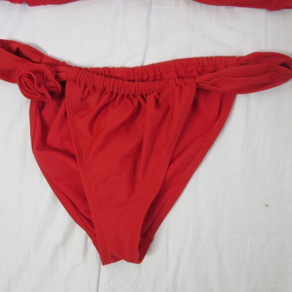 wild fable 2 Piece Bikini Red Bandeau with Rosette Size Large NWT - Picture 4 of 15